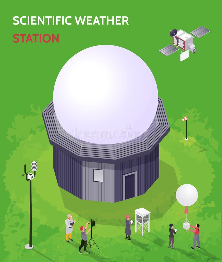 Isometric Meteorological Weather Center Composition royalty free illustration