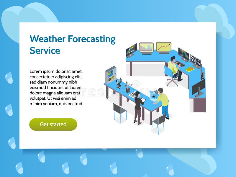 Isometric Meteorological Weather Center Concept Banner stock illustration
