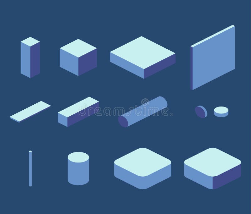 Isometric mieszkania 3D pojęcia prości elementy sześciany, kwadrat, prostokąt ilustracji Isometric mieszkania 3D pojęcia prości elementy sześciany, kwadrat, prostokąt ilustracji