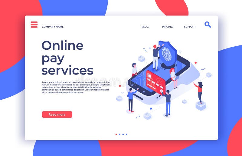 Isometric mobile payments. People pay via POS terminal using smartphone, digital payment and online pay services vector royalty free illustration