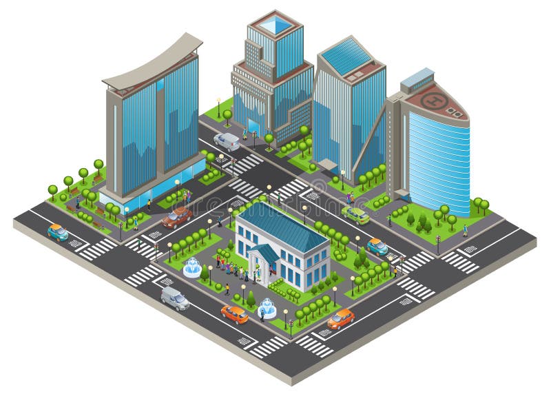 Isometric Modern Cityscape Template stock illustration Isometric Modern Cityscape Template stock illustration