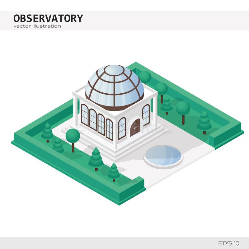 Isometric Obserwatorski budynek Wektorowa ikona lub infographic element ilustracja wektor