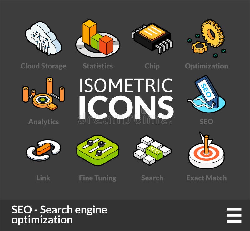 Isometric outline icons set 7