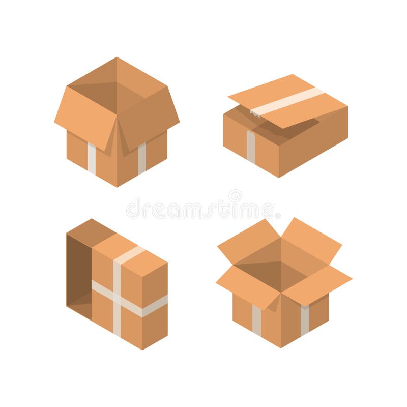 Horizontal Box Template Vector Packing Simple Cardboard Cut Stock