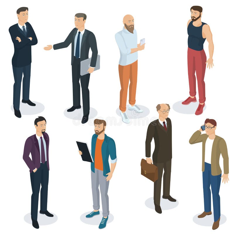 Isometric people vector set. royalty free illustration