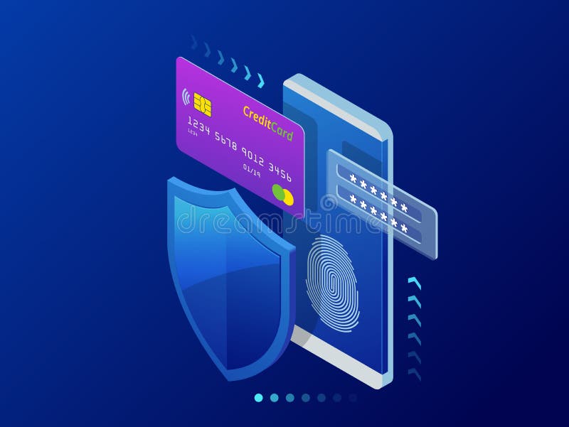 Isometric personal data protection web banner concept. Cyber security and privacy. Traffic Encryption, VPN, Privacy royalty free illustration