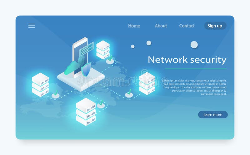 Isometric personal data protection web banner concept. Concept big data processing, energy station of future vector illustration Isometric personal data protection web banner concept. Concept big data processing, energy station of future vector illustration