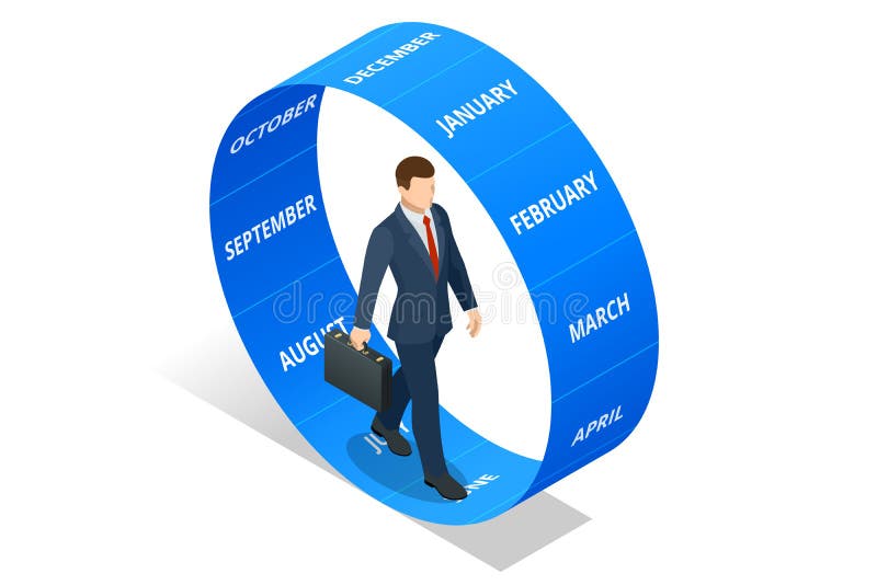 Isometric Planning Schedule and Calendar Concept. Infographic Year