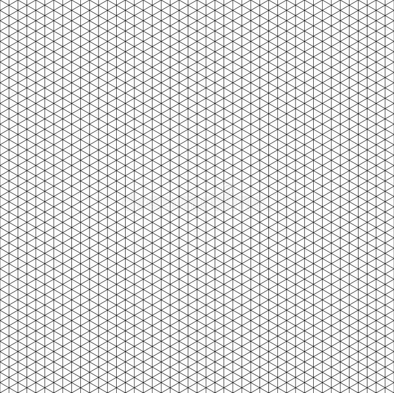 Isometric projection grid background 3d solid illustration model works. vector seamless line pattern. Black small triangle cell royalty free illustration