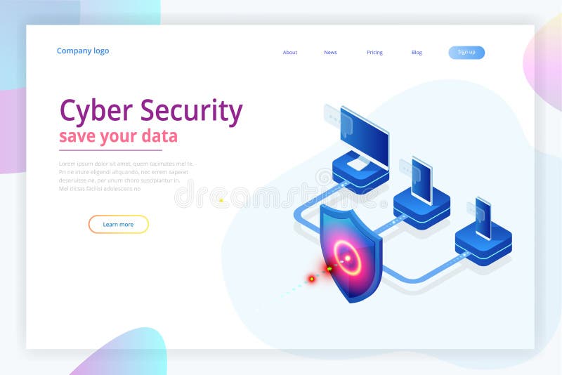 Isometric Protection Network Security and Safe Your Data Concept. Web