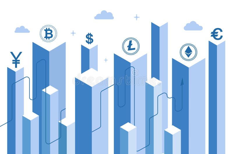 Isometric płaski tło bitcoin crypto, górniczy serweru gospodarstwa rolnego pokój, wirtualnej waluty isometric inwestycja w crypto ilustracja wektor