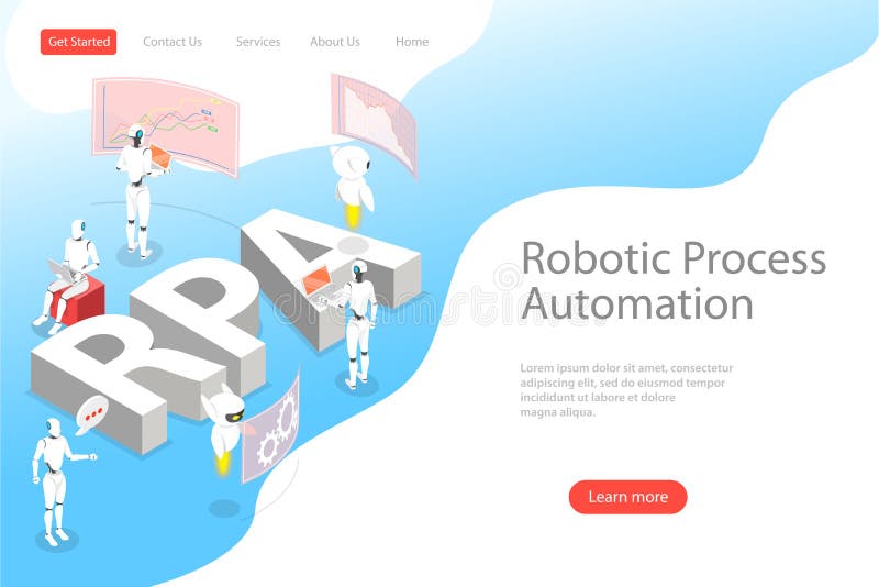 Isometric płaski wektorowy lądowanie strony szablon mechaniczny proces automatisation ilustracja wektor Isometric płaski wektorowy lądowanie strony szablon mechaniczny proces automatisation ilustracja wektor