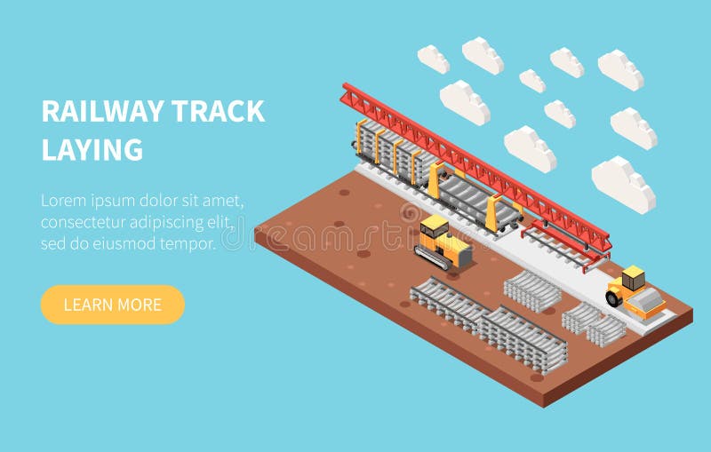 Isometric Railroad Building Banner royalty free illustration