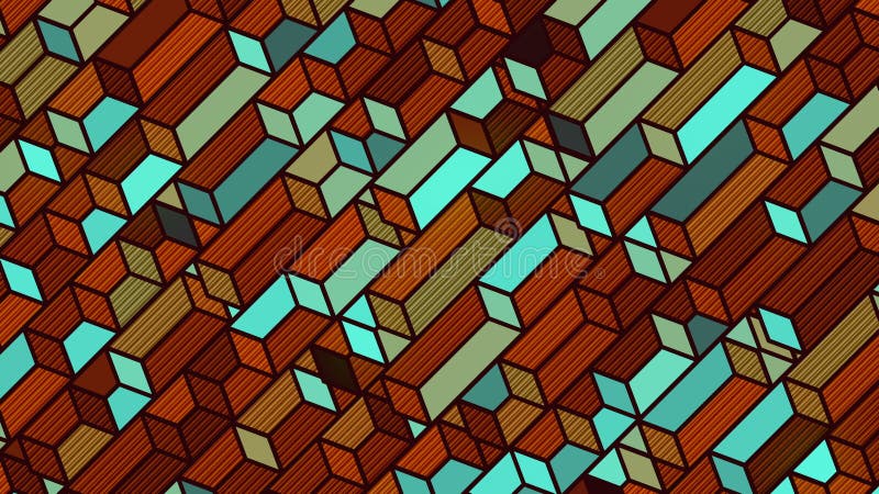 Isometric rectangles pattern loop animation. 3d rendering. 4K, UHD resolution stock illustration