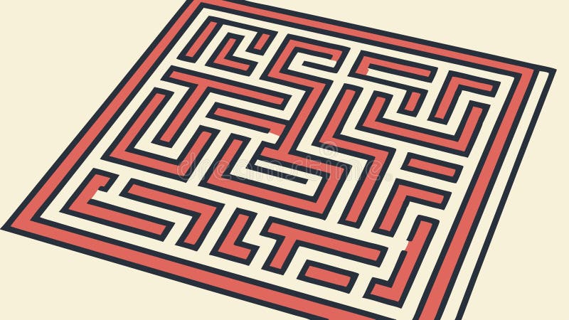 Isometric Red Square Maze with Intricate Paths, vector design Generative AI vector illustration
