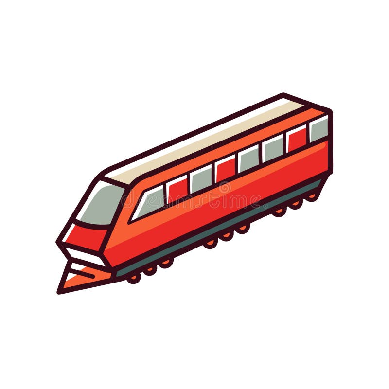 Isometric Red Train Cartoon Illustration on White Background vector illustration