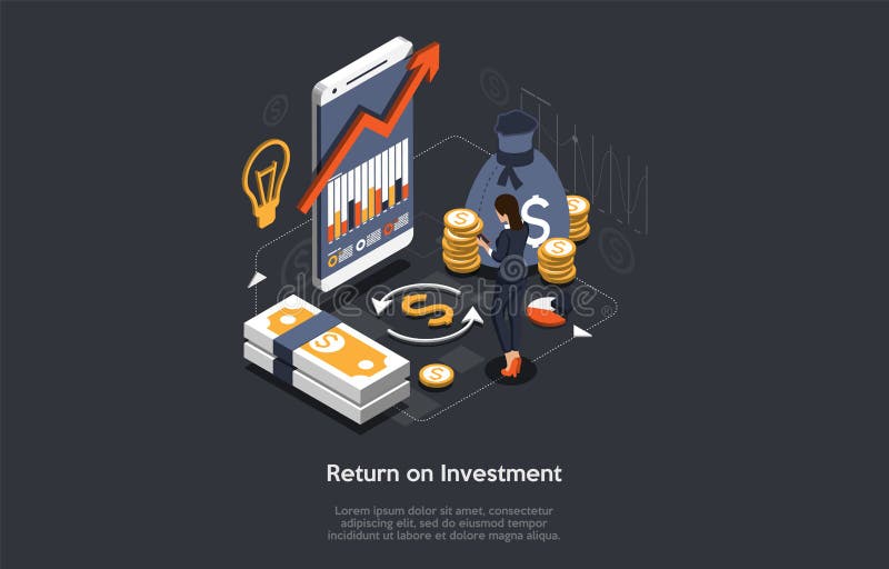 Isometric Return On Investment Concept Roi Business Marketing