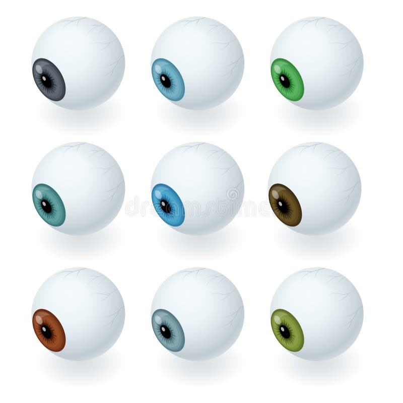 Isometric set of humans and abstract eyes. Realistic Eyes icons.