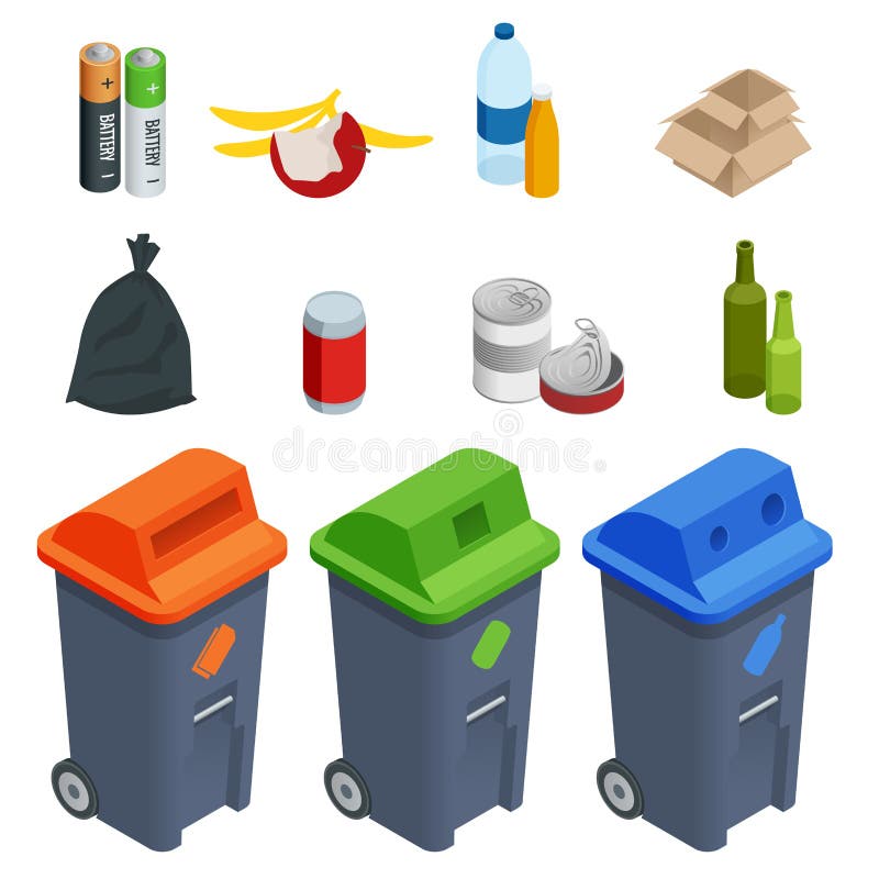 Waste sorting bins: Vector Graphic Illustration #208001153