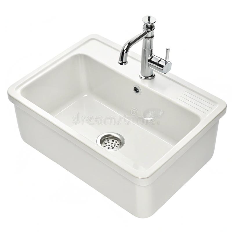 An isometric illustration of a sink, isolated on a white background, ideal for kitchen or bathroom design, home decor, and utilities visuals. Sink ideal illustrations