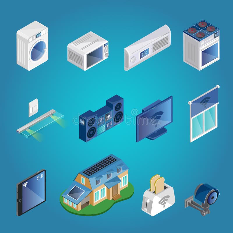 Isometric Smart Home Elements Set vector illustration