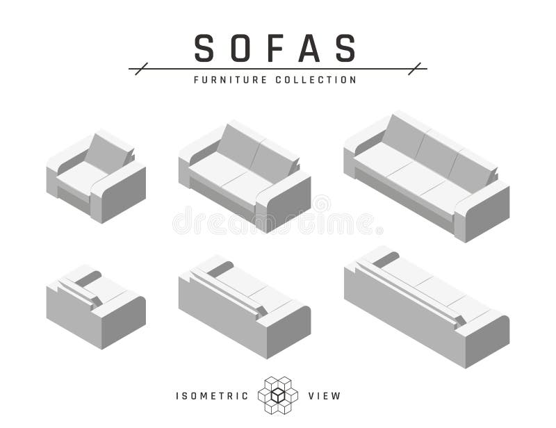 Set Modern Sofa Isometric Drawing Stock Illustrations 106 Set