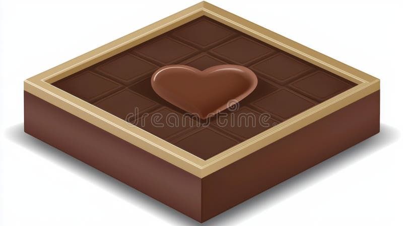Isometric Square Chocolate Bar With Heart vector illustration