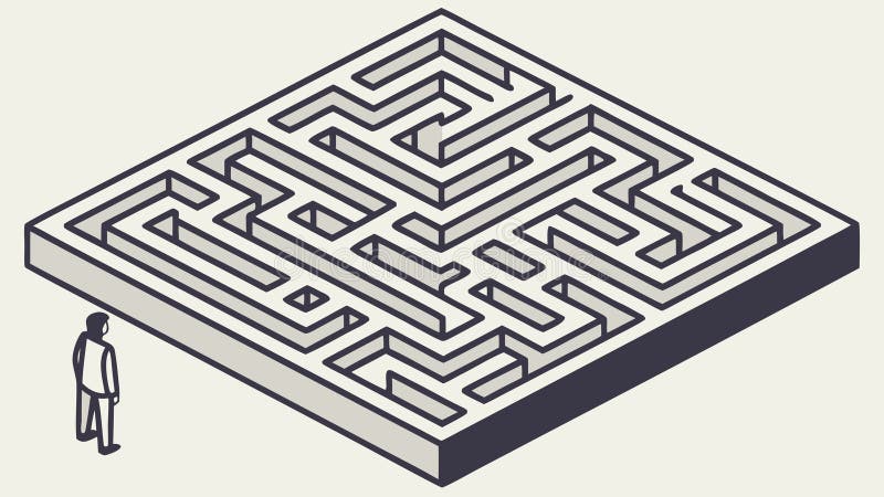 Isometric Square Maze - Logic Puzzle and Pathfinding Challenge, vector design Generative AI stock illustration