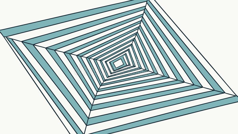 Isometric square tunnel, abstract geometric perspective, vector design Generative AI stock illustration