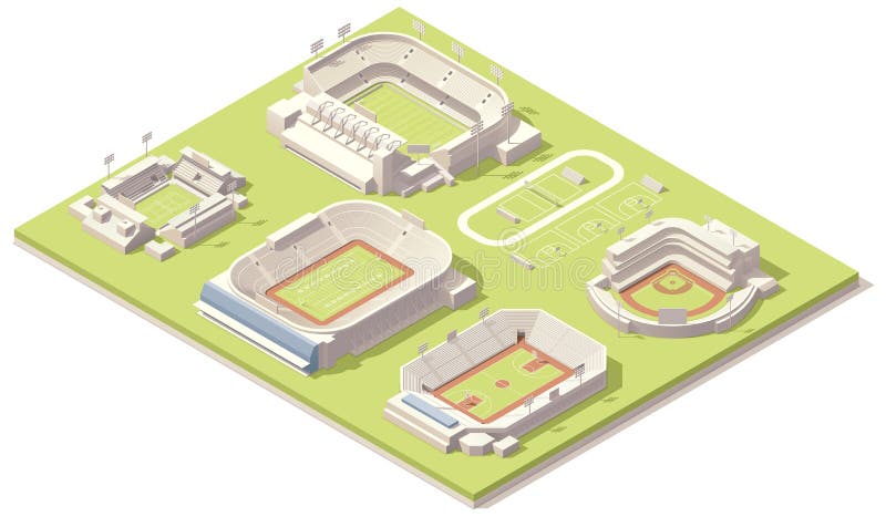 Isometric stadium buildings set