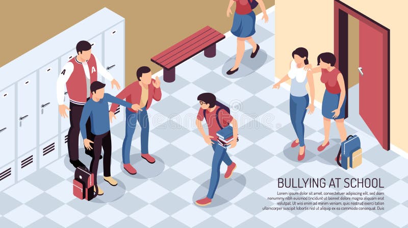 School Bullying Isometric Background royalty free illustration School Bullying Isometric Background royalty free illustration