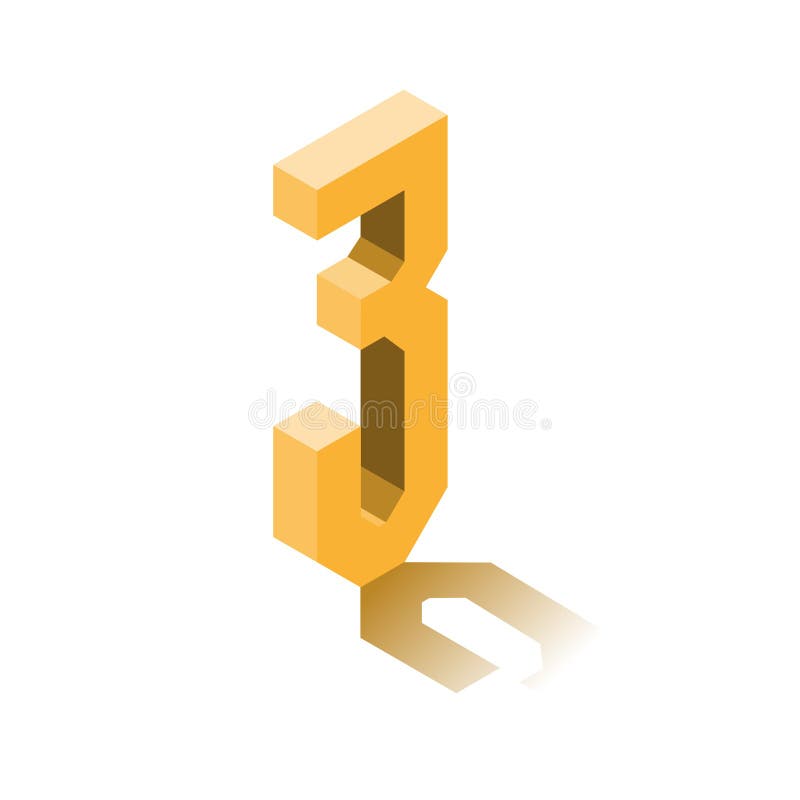 Isometric three orange icon, 3d character with shadow royalty free illustration Isometric three orange icon, 3d character with shadow royalty free illustration