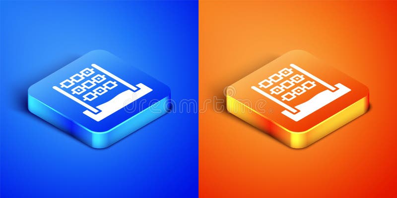 Isometric Tic Tac Toe Game Icon Isolated on Blue and Orange Background ...