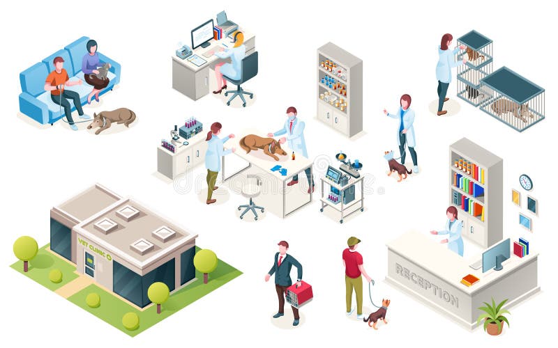 Isometric Veterinarian Clinic, Pets and Doctors Stock Vector - Illustration of hospital, domestic: 164213880 Isometric Veterinarian Clinic, Pets and Doctors Stock Vector - Illustration of hospital, domestic: 164213880