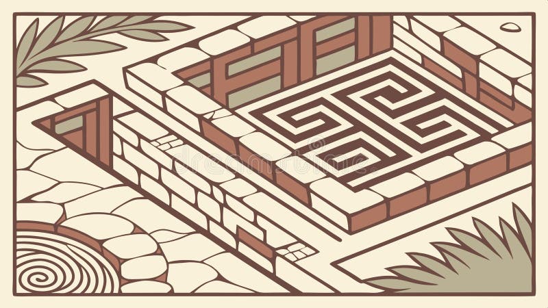 Isometric view of a maze vector design Generative AI stock illustration