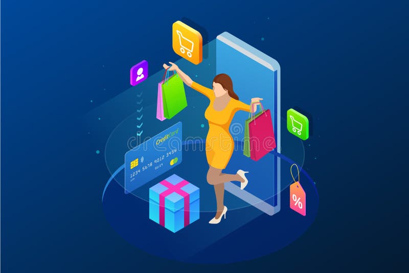 Isometric έξυπνη έννοια τηλεφωνικών σε απευθείας σύνδεση αγορών Σε απευθείας σύνδεση κατάστημα Το ευτυχές κορίτσι κάνει onlan αγο διανυσματική απεικόνιση Isometric έξυπνη έννοια τηλεφωνικών σε απευθείας σύνδεση αγορών Σε απευθείας σύνδεση κατάστημα Το ευτυχές κορίτσι κάνει onlan αγο διανυσματική απεικόνιση