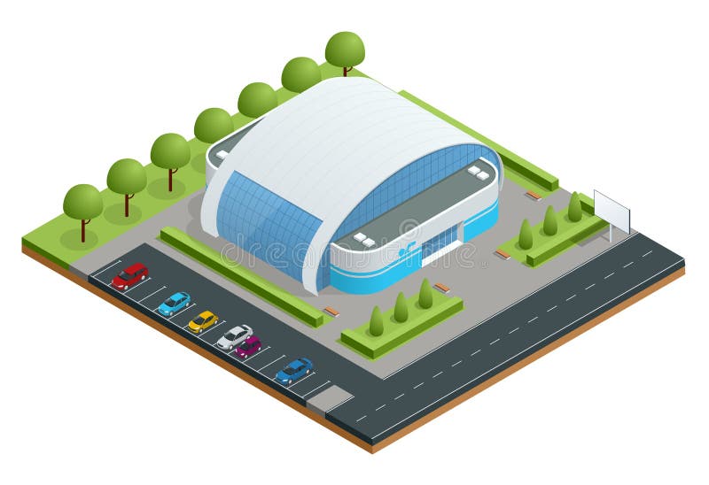 Isometric απεικόνιση της σύγχρονης χτίζοντας πισίνας για τον αθλητισμό νερού, που κολυμπά, βουτώντας, υποβρύχιος αθλητισμός, νερό απεικόνιση αποθεμάτων Isometric απεικόνιση της σύγχρονης χτίζοντας πισίνας για τον αθλητισμό νερού, που κολυμπά, βουτώντας, υποβρύχιος αθλητισμός, νερό απεικόνιση αποθεμάτων
