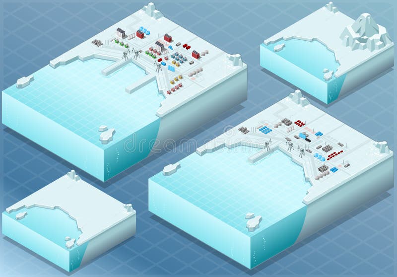 Isometric αρκτικός κόλπος με την πόλη και τη βιομηχανική περιοχή ελεύθερη απεικόνιση δικαιώματος Isometric αρκτικός κόλπος με την πόλη και τη βιομηχανική περιοχή ελεύθερη απεικόνιση δικαιώματος
