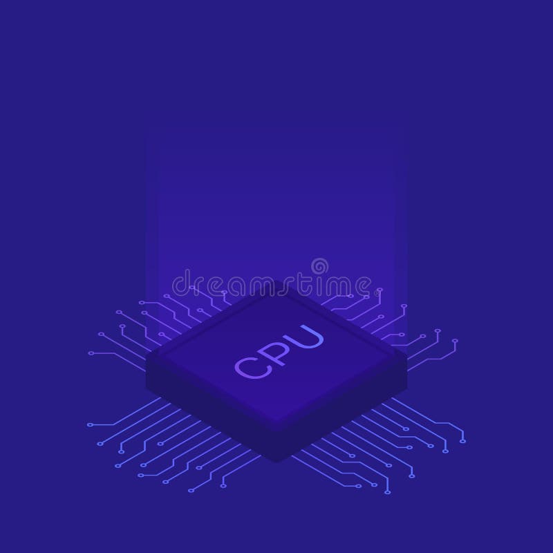 Isometric επίπεδο τσιπ επεξεργαστών ΚΜΕ GPU σύγχρονο διάνυσμα απεικό&n διανυσματική απεικόνιση