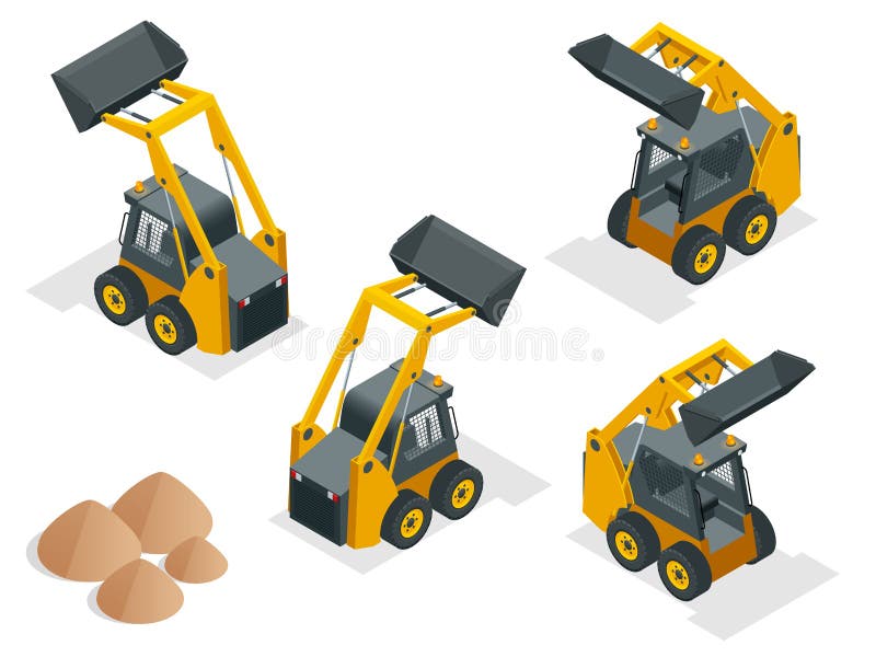 Isometric συμπαγείς εκσκαφείς Πορτοκαλής φορτωτής ταύρων ροδών που απομονώνεται σε ένα άσπρο υπόβαθρο απεικόνιση αποθεμάτων Isometric συμπαγείς εκσκαφείς Πορτοκαλής φορτωτής ταύρων ροδών που απομονώνεται σε ένα άσπρο υπόβαθρο απεικόνιση αποθεμάτων