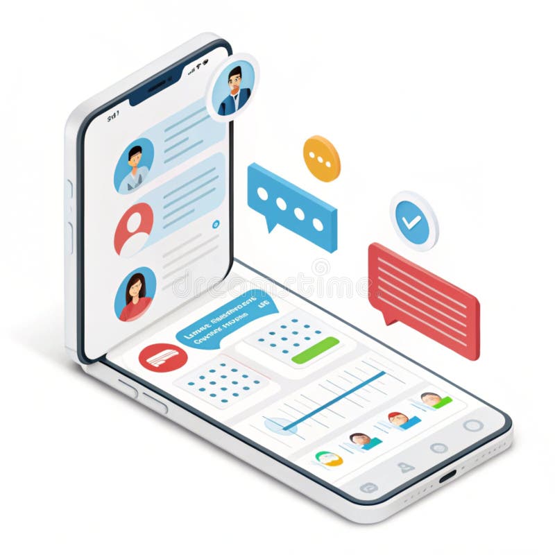 Isometrico di chat 3D isolato su sfondo trasparente illustrazione vettoriale