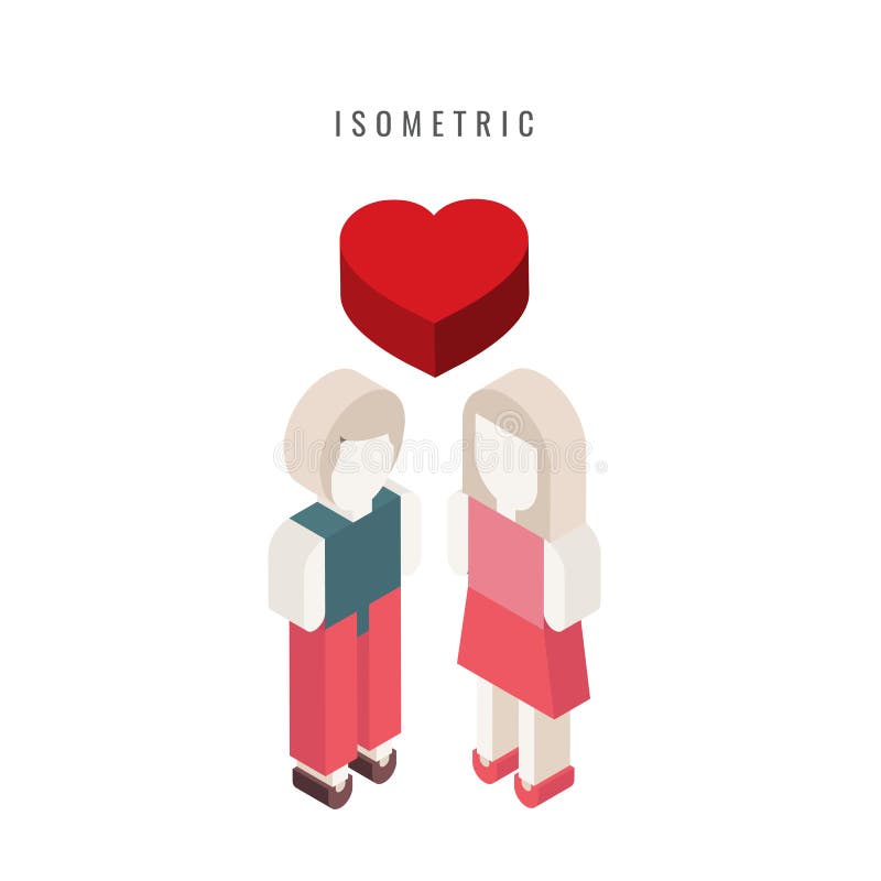 isometrico icona valentine Uomo e donna del cuore Simbolo di vettore royalty illustrazione gratis isometrico icona valentine Uomo e donna del cuore Simbolo di vettore royalty illustrazione gratis