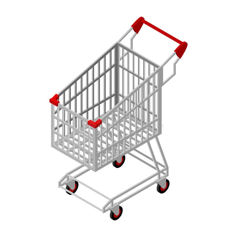 Isometrics för shoppingvagn stock illustrationer Isometrics för shoppingvagn stock illustrationer