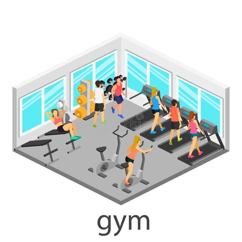 Isometrisch binnenland van gymnastiek stock illustratie Isometrisch binnenland van gymnastiek stock illustratie