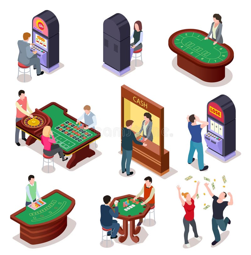 Isometrisch casino De lijst van de pookroulette, gokautomaten in het spelen ruimte Het casino die van het nachtclubvermaak 3d vec royalty-vrije illustratie Isometrisch casino De lijst van de pookroulette, gokautomaten in het spelen ruimte Het casino die van het nachtclubvermaak 3d vec royalty-vrije illustratie