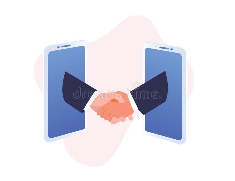 Isometrische Handdrukzakenman uit de slimme technologie-telefoon stock illustratie Isometrische Handdrukzakenman uit de slimme technologie-telefoon stock illustratie