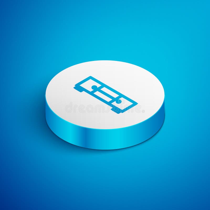Isometric line Chest of drawers icon isolated on blue background. White circle button. Vector. Isometric line Chest of drawers icon isolated on blue background. White circle button. Vector.