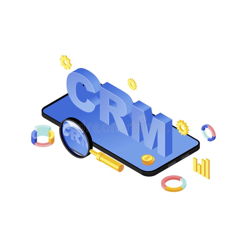Isometrische Vektorillustration mobilen CRM-System App Customer Relationship Management Software Smartphoneanwendung Verkäufe. Isometrische Vektorillustration mobilen CRM-System App Customer Relationship Management Software Smartphoneanwendung Verkaufsstatistiken Kundendaten hinsichtlich des Konzepts des Telefons 3d isoliert auf weißem Hintergrund