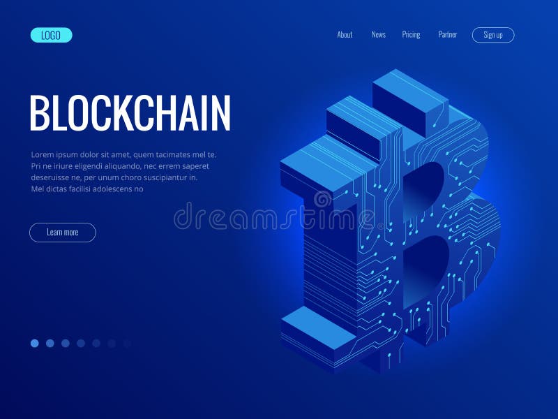 Isometrischer Bergbaubitcoin-Bauernhof Cryptocurrency, blockchain, bitcoin Bergbaukonzept Große Datenverarbeitung, Serverraumgest vektor abbildung