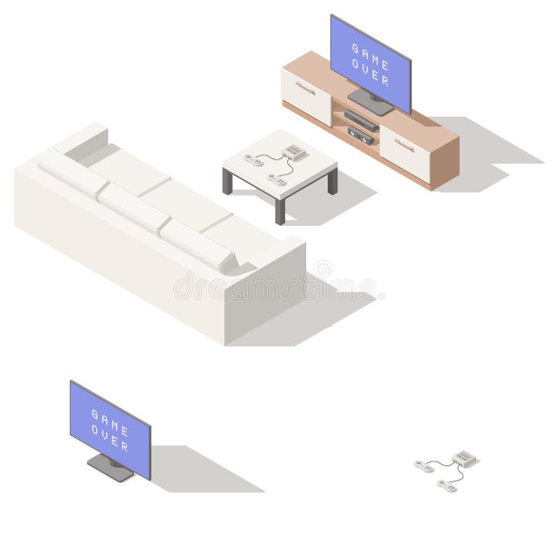 Isometrischer Ikonensatz der Videospielkonsole lowpoly stock abbildung Isometrischer Ikonensatz der Videospielkonsole lowpoly stock abbildung